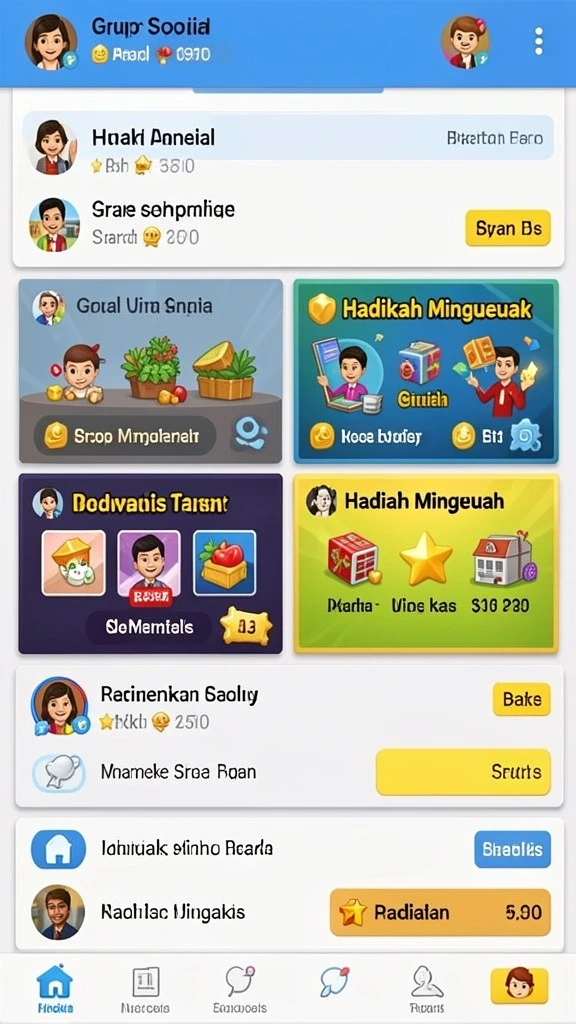 Screenshot memperlihatkan sistem reward dengan hadiah menarik.