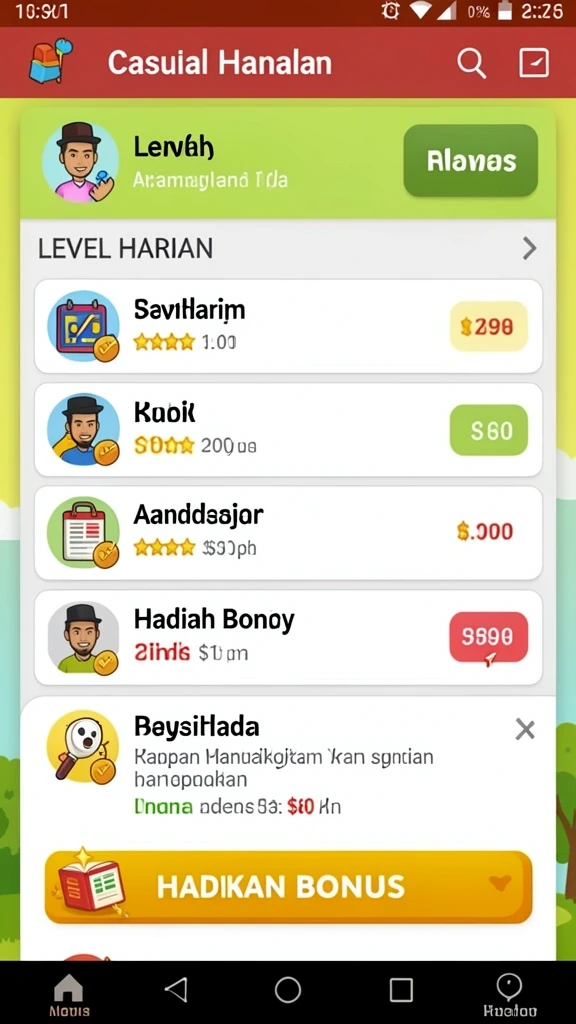 Screenshot menunjukkan variasi permainan yang lengkap.