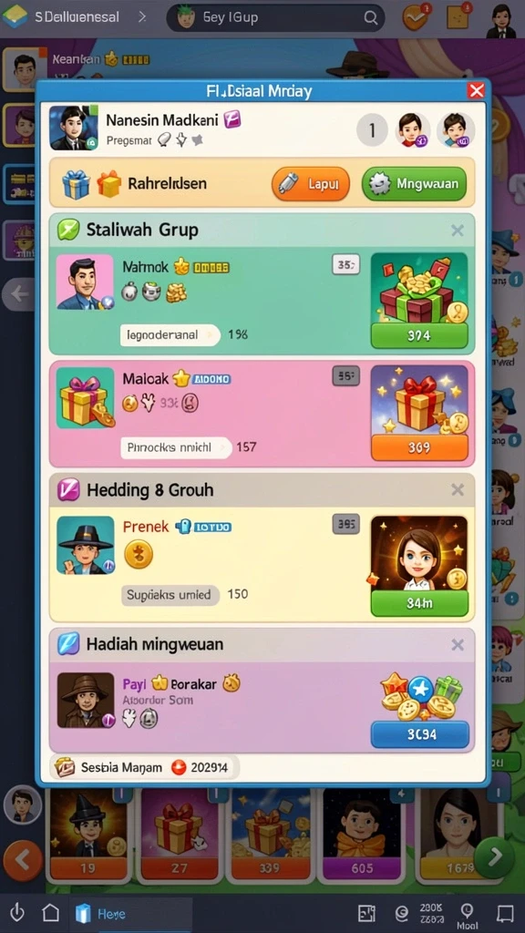 Tangkapan layar memperlihatkan hadiah harian yang menarik.